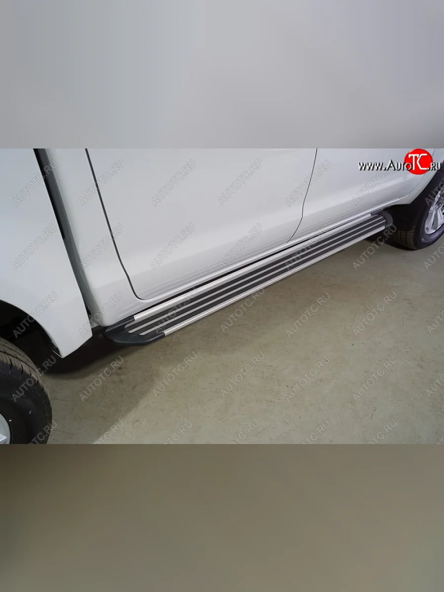 Пороги алюминиевые Slim Line ТСС Тюнинг JAC T6 пикап (2018-2024) (Silver)  в Керчи Республика Крым