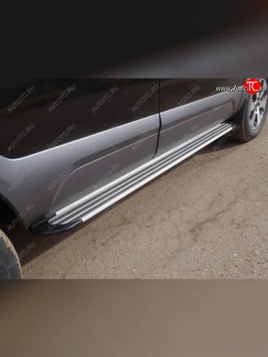 Пороги алюминиевые Slim Line ТСС Тюнинг (Silver) KIA Mohave HM рестайлинг (2017-2020)