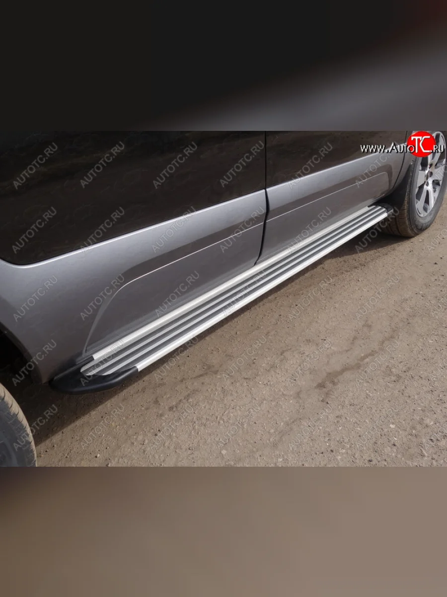 Пороги алюминиевые Slim Line ТСС Тюнинг KIA Mohave HM рестайлинг (2017-2020) (Silver)  в Керчи Республика Крым