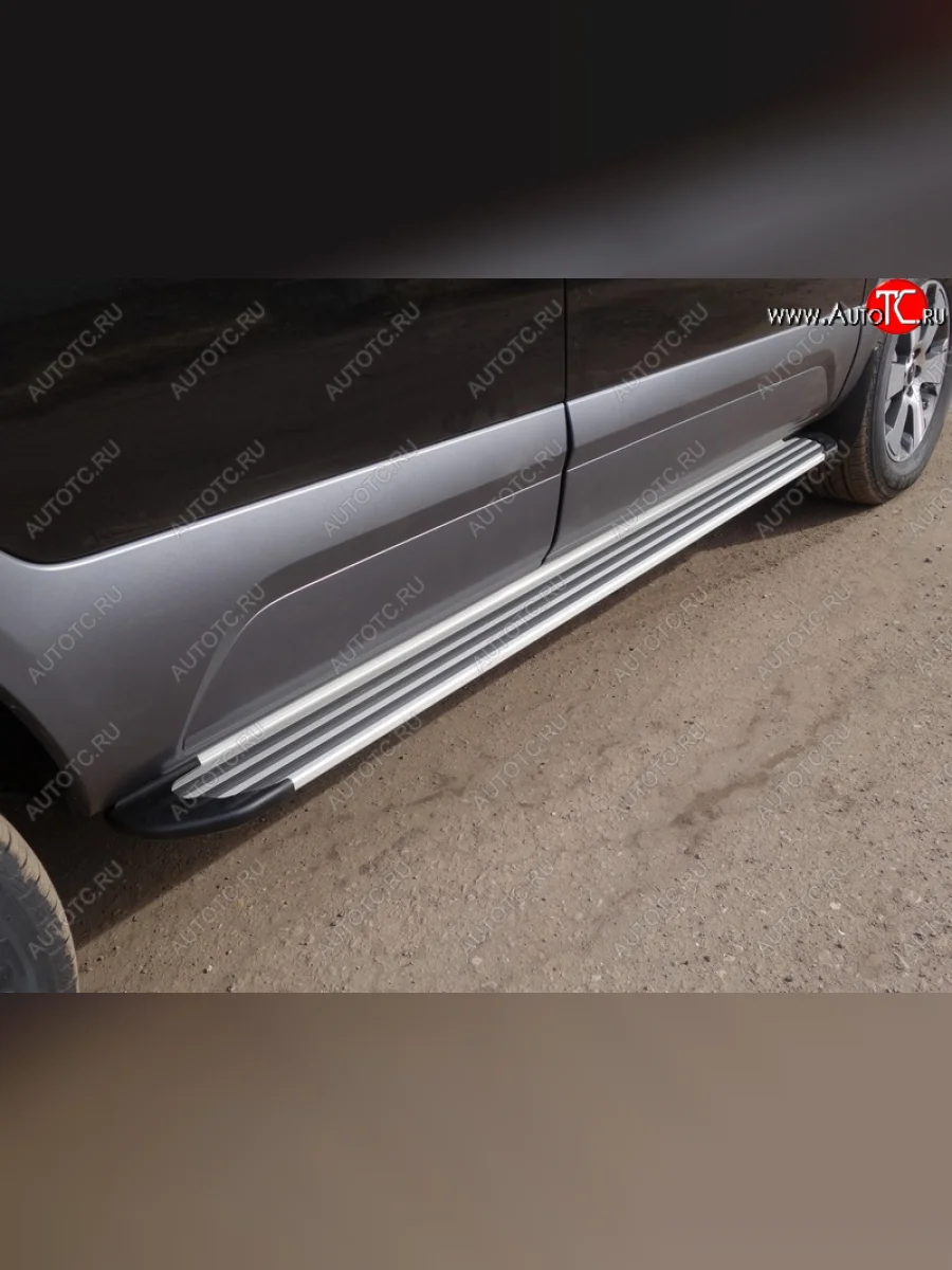 Пороги алюминиевые Slim Line ТСС Тюнинг KIA Mohave HM2 (2019-2022) (Silver)  в Перми Пермском крае