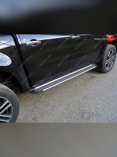 Пороги алюминиевые Slim Line ТСС Тюнинг (Silver) Mercedes-Benz X class W470 (2017-2020)