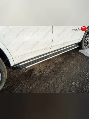 Пороги алюминиевые Slim Line ТСС Тюнинг (Silver) Porsche Cayenne PO536 (2018-2025)