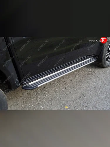 Пороги алюминиевые Slim Line ТСС Тюнинг (Silver) Dong Feng DF6 пикап (2022-2025)