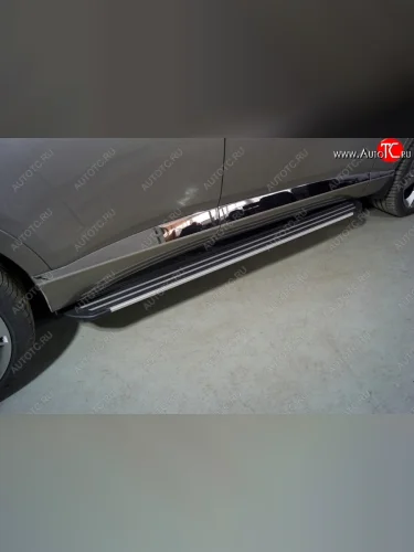 Пороги алюминиевые Slim Line ТСС Тюнинг (Silver) GENESIS GV80 1 JK1 дорестайлинг (2020-2022)