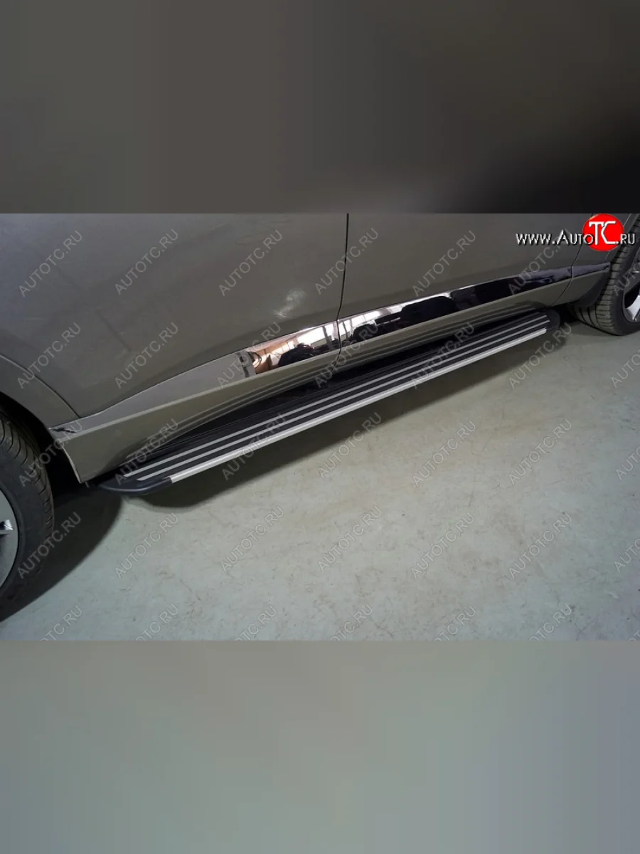 Пороги алюминиевые Slim Line ТСС Тюнинг GENESIS GV80 1 JK1 дорестайлинг (2020-2022) (Silver)  в Самаре Самарской области