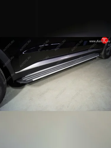 Пороги алюминиевые Slim Line ТСС Тюнинг (Silver ) Hyundai Palisade LX2 (2018-2022)