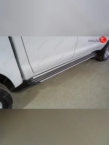 Пороги алюминиевые Slim Line ТСС Тюнинг (Slim Line Silver) JAC T6 пикап (2018-2024)