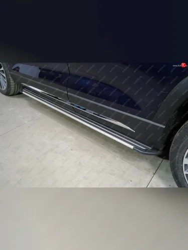 Пороги алюминиевые Slim Line ТСС Тюнинг (Silver) Jetour X90 Plus (2021-2025)