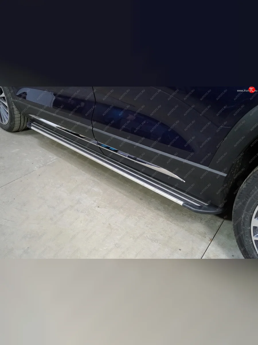 Пороги алюминиевые Slim Line ТСС Тюнинг Jetour X90 Plus (2021-2025) (Silver)  в Керчи Республика Крым