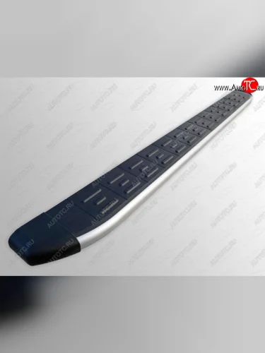 Пороги алюминиевые с пластиковой накладкой (длинная база) ТСС Тюнинг (серые) Toyota RAV4 XA30 5 дв. 2-ой рестайлинг (2010-2013)