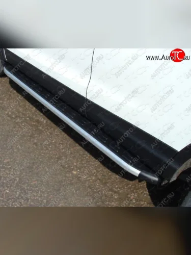 Пороги алюминиевые с пластиковой накладкой Тюнинг (серые) Volkswagen Tiguan NF рестайлинг (2011-2017)