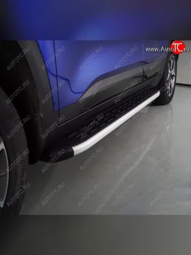 Пороги алюминиевые с пластиковой накладкой ТСС Тюнинг (серые) KIA Seltos SP2 дорестайлинг (2019-2022)
