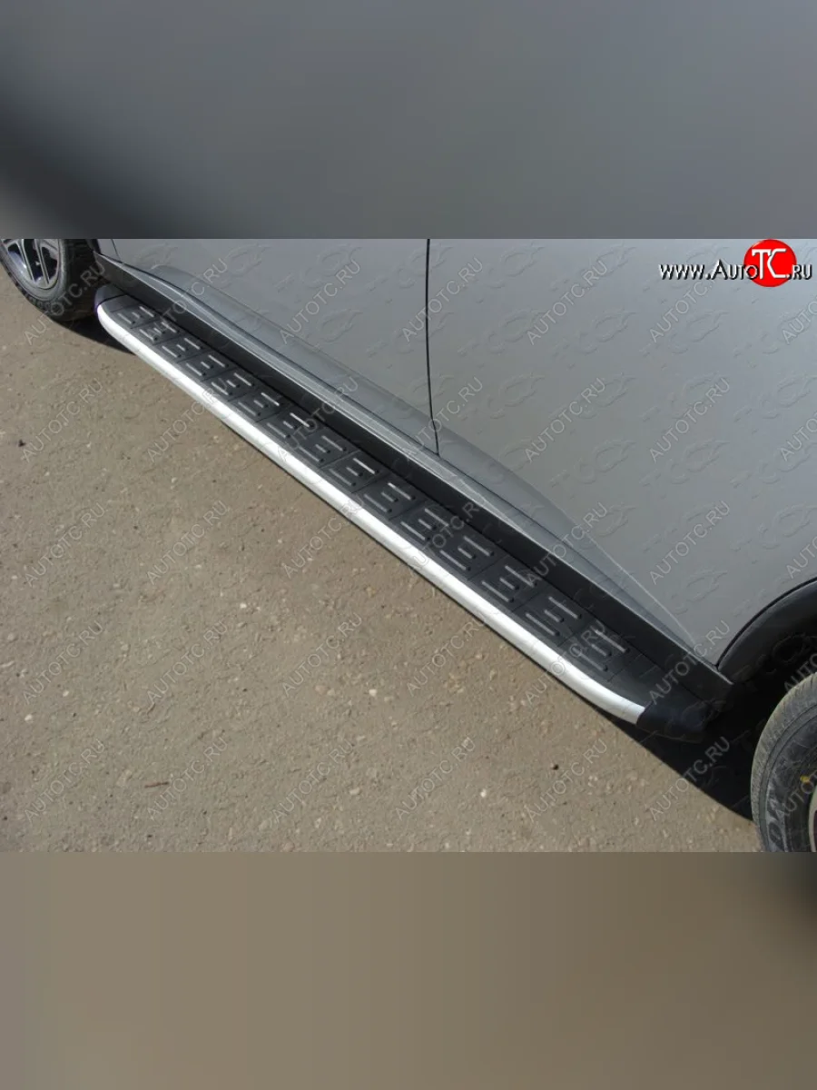 Пороги алюминиевые с пластиковой накладкой ТСС Тюнинг Mitsubishi Outlander GF дорестайлинг (2012-2014) (серые)  в Самаре Самарской области