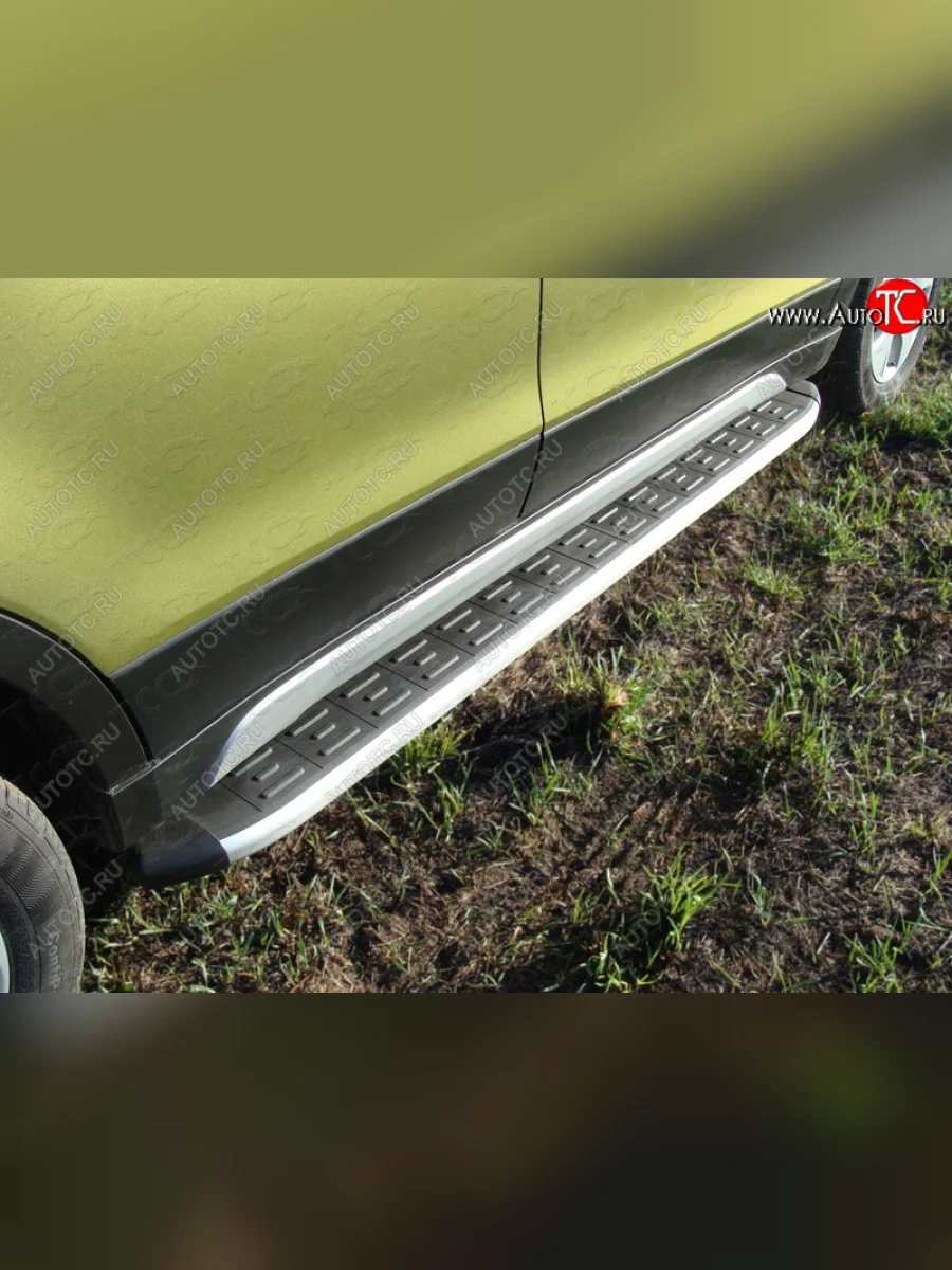 Пороги алюминиевые с пластиковой накладкой ТСС Тюнинг Suzuki SX4 JYB, JYA хэтчбэк дорестайлинг (2013-2016) (серые)  в Самаре Самарской области