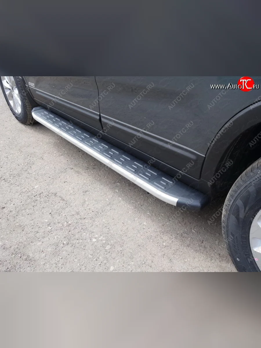 Пороги алюминиевые с пластиковой накладкой ТСС Тюнинг KIA Sorento XM дорестайлинг (2009-2012) (серые)  в Воронеже Воронежской области