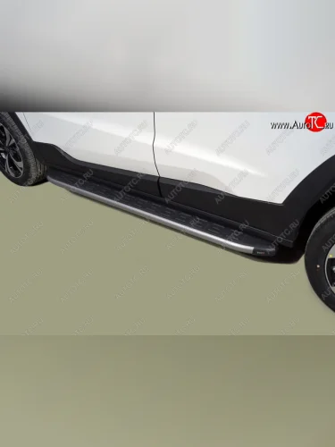 Пороги алюминиевые с пластиковой накладкой ТСС Тюнинг (серые) JAC JS4 (2021-2025)