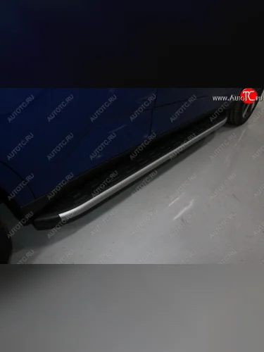 Пороги алюминиевые с пластиковой накладкой ТСС Тюнинг (карбон серебро) KIA Soul SK3 (2018-2022)