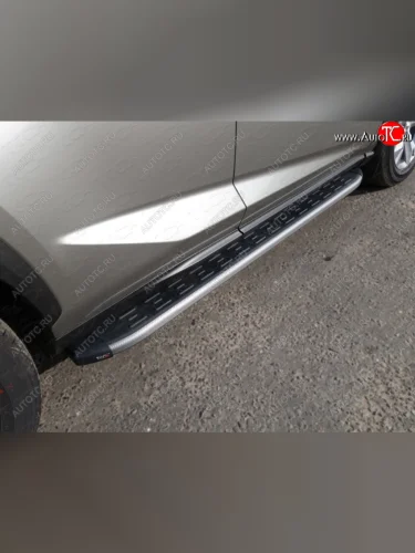 Пороги алюминиевые с пластиковой накладкой кроме F-Sport ТСС Тюнинг (карбон серебро) Lexus RX 200T AL20 дорестайлинг (2015-2017)