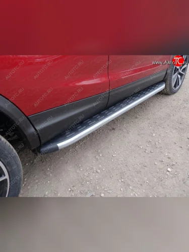 Пороги алюминиевые с пластиковой накладкой ТСС Тюнинг Nissan Qashqai 2 J11 рестайлинг (2017-2022)