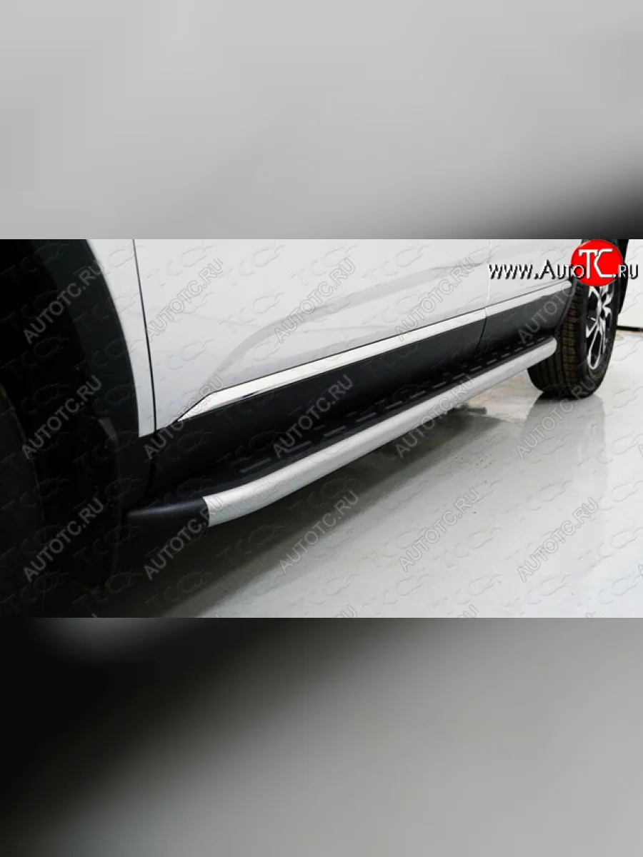 Пороги алюминиевые с пластиковой накладкой ТСС Тюнинг Renault Arkana (2019-2025) (карбон серебро)  в Самаре Самарской области