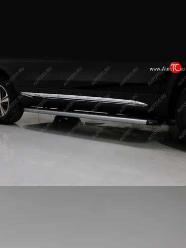 Пороги алюминиевые с пластиковой накладкой, ТСС Тюнинг (карбон серебро) Changan CS75 1-ый рестайлинг (2018-2022)