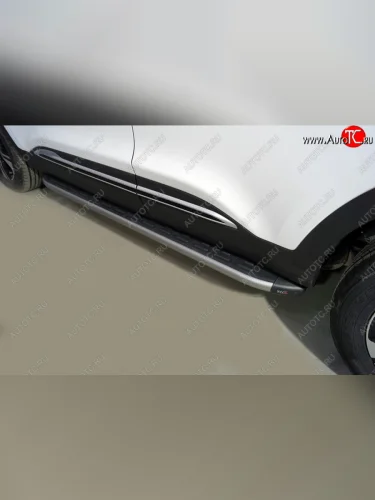 Пороги алюминиевые с пластиковой накладкой, ТСС Тюнинг (карбон серебро) Chery Tiggo 4 Pro (2021-2025)