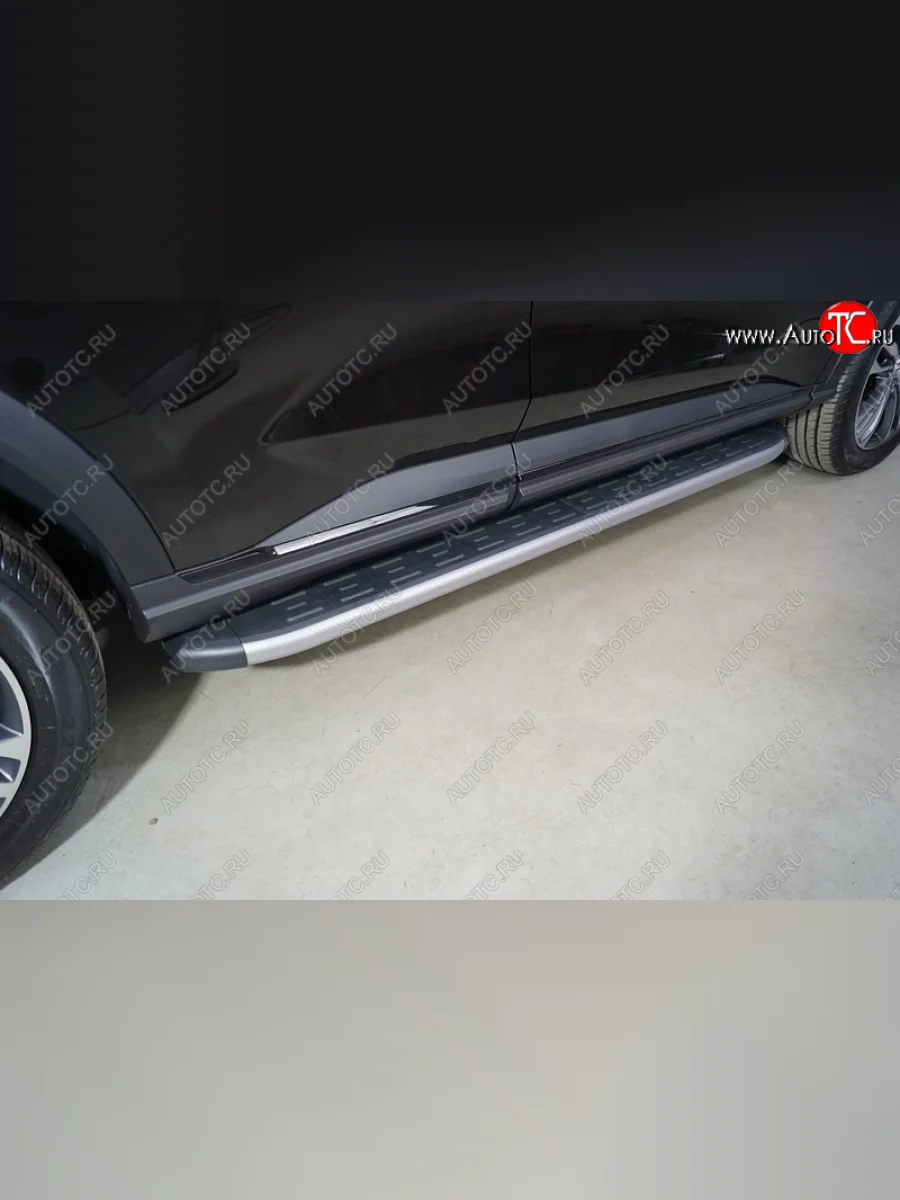 Пороги алюминиевые с пластиковой накладкой, ТСС Тюнинг Haval F7 рестайлинг (2022-2024) (карбон серебро)  в Керчи Республика Крым