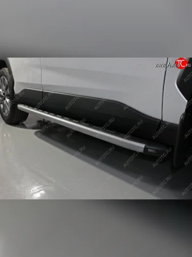 Пороги алюминиевые с пластиковой накладкой, ТСС Тюнинг (карбон серебро) Toyota RAV4 XA50 5 дв. дорестайлинг (2018-2025)