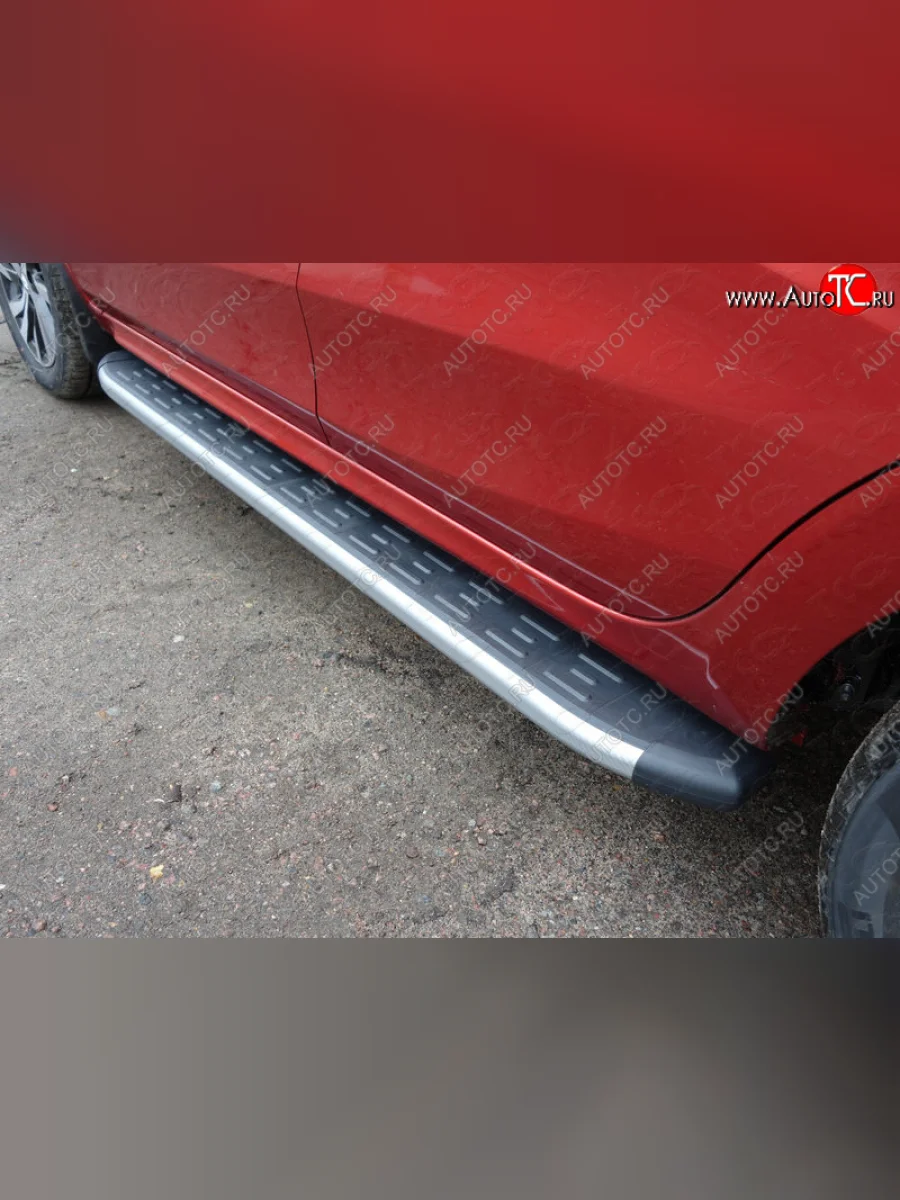 Пороги алюминиевые с пластиковой накладкой, ТСС Тюнинг Лада ВАЗ XRAY (2016-2022) (карбон серебро )  в Керчи Республика Крым