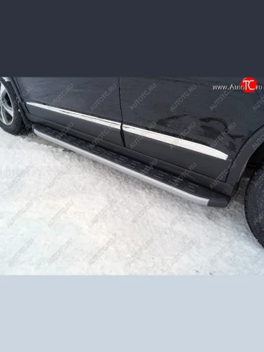Пороги алюминиевые с пластиковой накладкой, ТСС Тюнинг (карбон серебро ) Haval M6 (2021-2025)