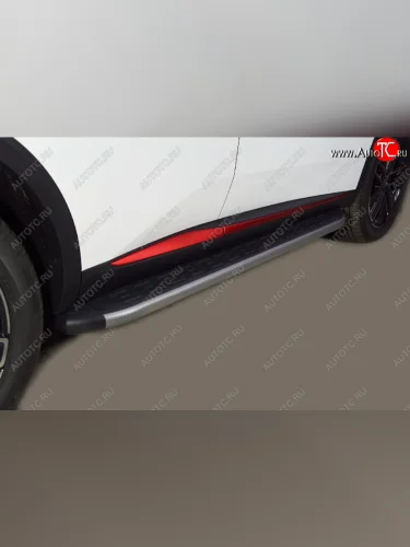 Пороги алюминиевые с пластиковой накладкой, ТСС Тюнинг (карбон серебро ) Changan CS55 Plus (2021-2025)