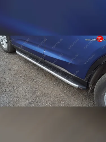 Пороги алюминиевые с пластиковой накладкой, ТСС Тюнинг (карбон серебро ) GAC GS5 (2018-2025)