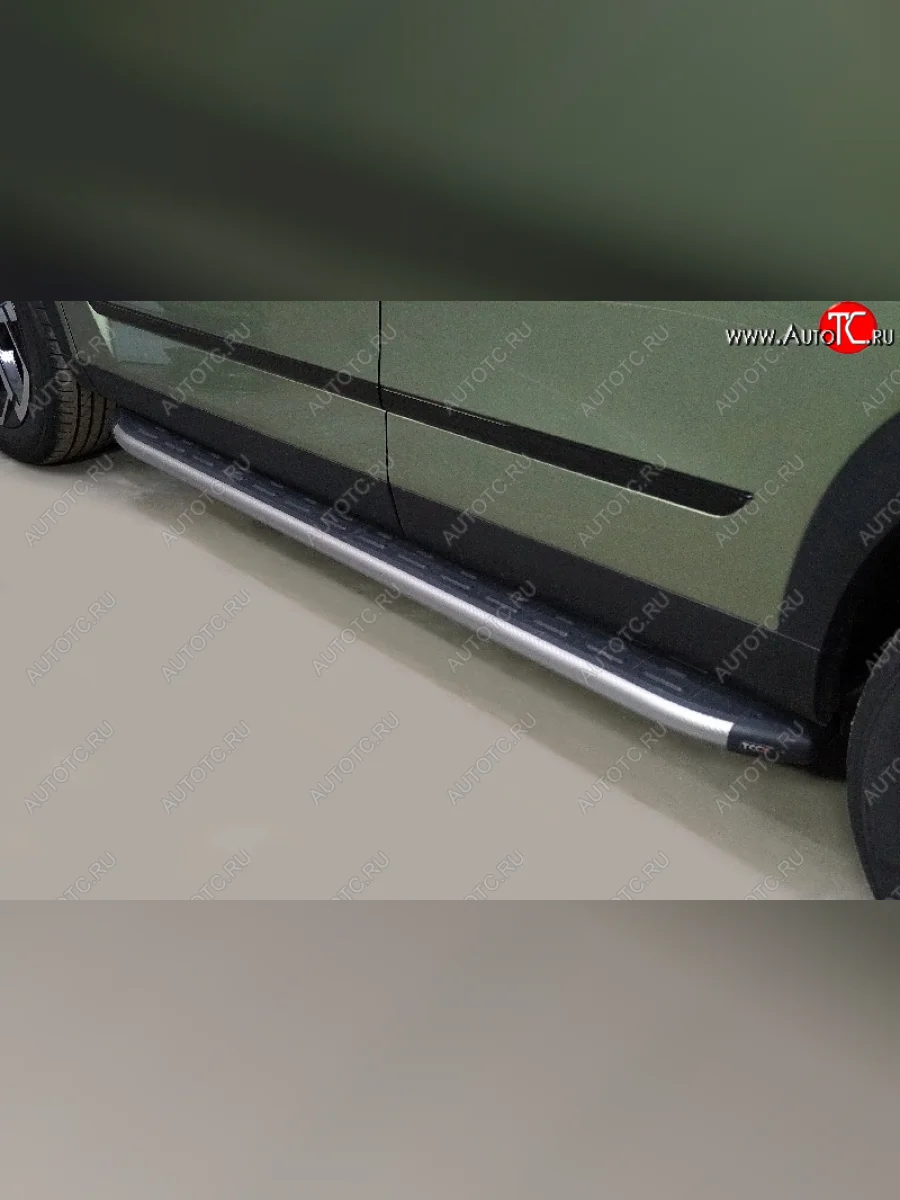 Пороги алюминиевые с пластиковой накладкой, ТСС Тюнинг JAECOO J7 (2023-2025) (карбон серебро )  с доставкой в г. Керчь