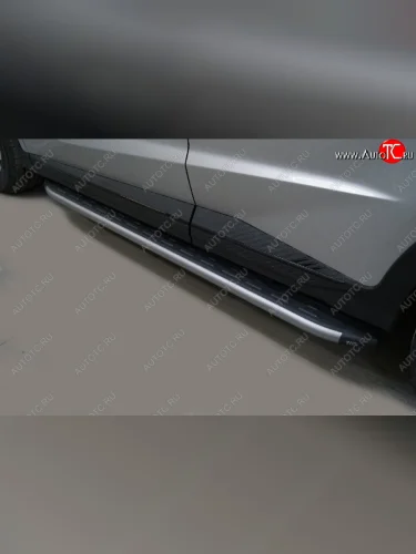 Пороги алюминиевые с пластиковой накладкой, ТСС Тюнинг (карбон серебро ) JAECOO J7 (2023-2025)