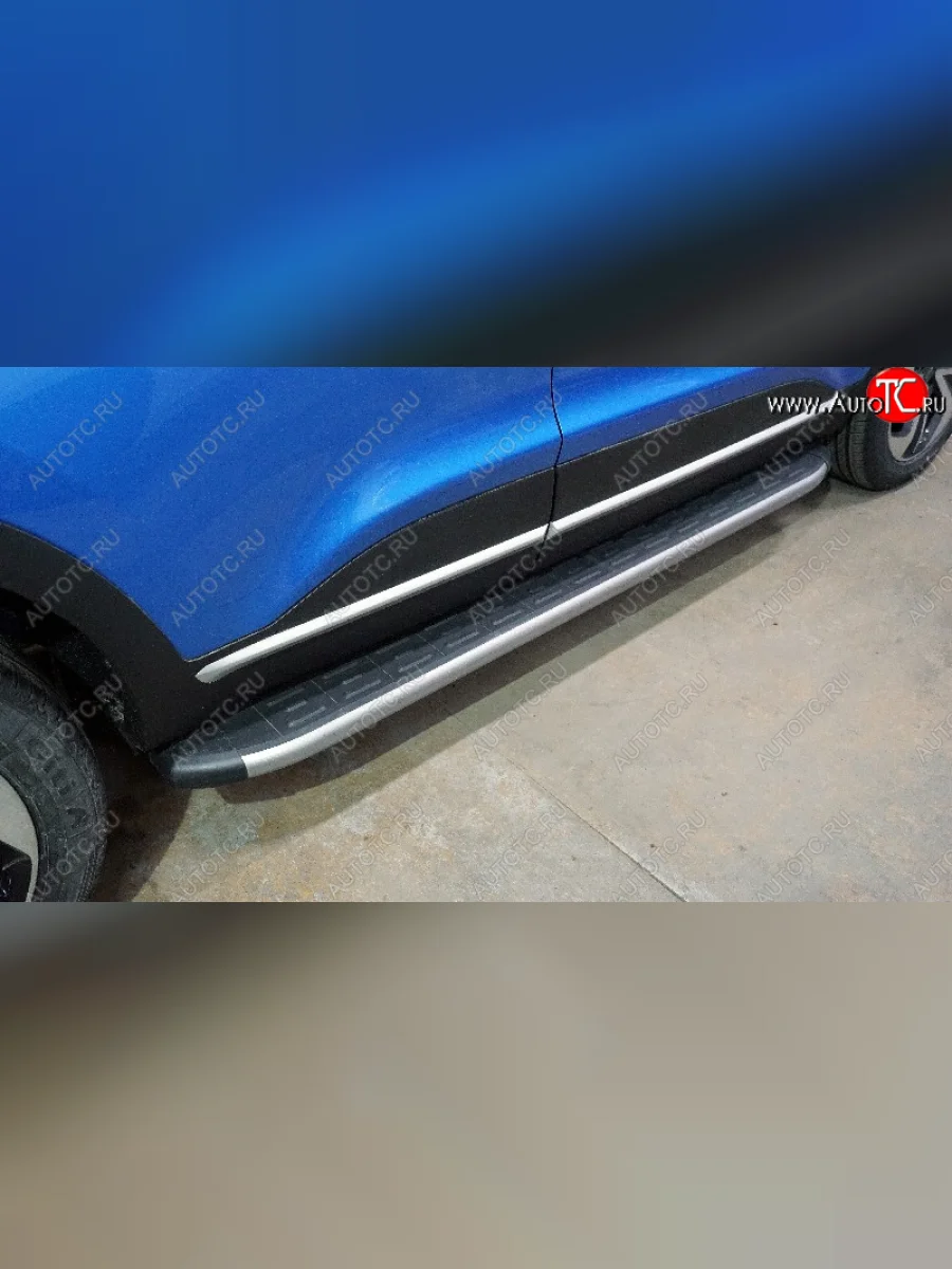 Пороги алюминиевые с пластиковой накладкой, ТСС Тюнинг Kaiyi X3 Pro (2023-2025) (карбон серебро )  в Самаре Самарской области