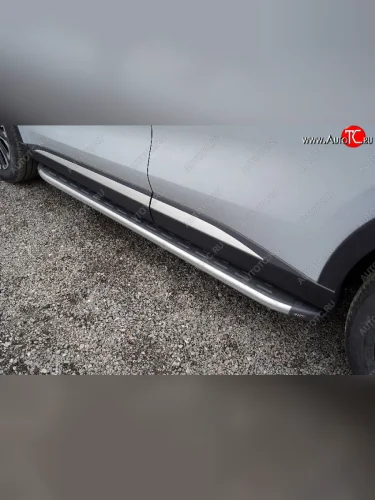 Пороги алюминиевые с пластиковой накладкой, ТСС Тюнинг ( карбон серебро) EXEED RX (2022-2025)