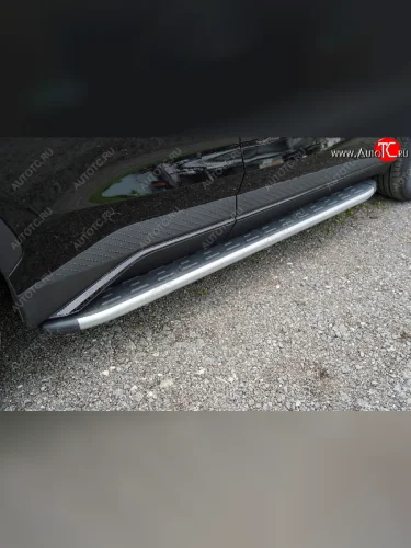 Пороги алюминиевые с пластиковой накладкой, ТСС Тюнинг ( карбон серебро) Jetour Dashing (2022-2025)