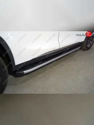 Пороги алюминиевые с пластиковой накладкой, ТСС Тюнинг ( карбон серебро) EXEED TXL  дорестайлинг (2020-2021)