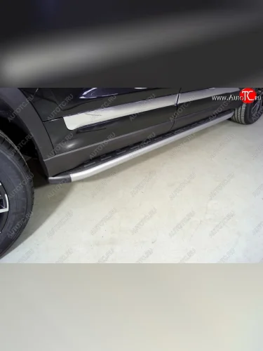Пороги алюминиевые с пластиковой накладкой, ТСС Тюнинг ( карбон серебро) Chery Tiggo 8 PRO (2021-2025)