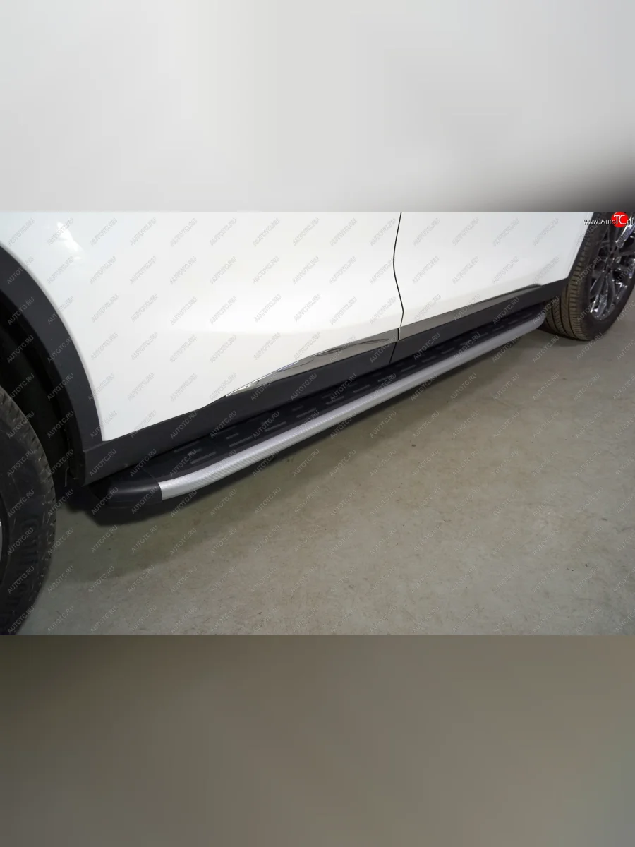 Пороги алюминиевые с пластиковой накладкой, ТСС Тюнинг EXEED TXL 1-ый рестайлинг (2021-2025) ( карбон серебро)  в Перми Пермском крае