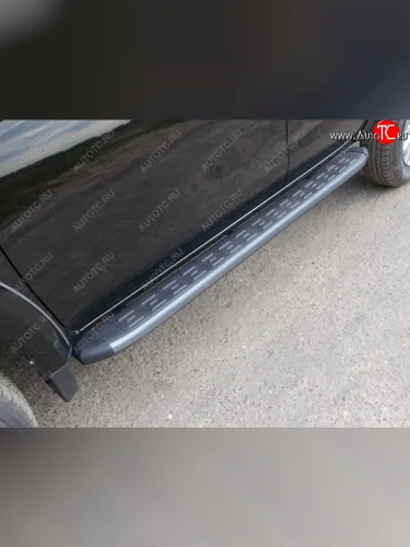 Пороги алюминиевые с пластиковой накладкой, ТСС Тюнинг ( карбон серебро) Fiat Fullback (2016-2018)