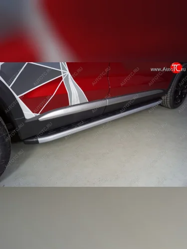 Пороги алюминиевые с пластиковой накладкой, ТСС Тюнинг ( карбон серебро) Geely Tugella FY11,HPBA4 рестайлинг (2022-2025)