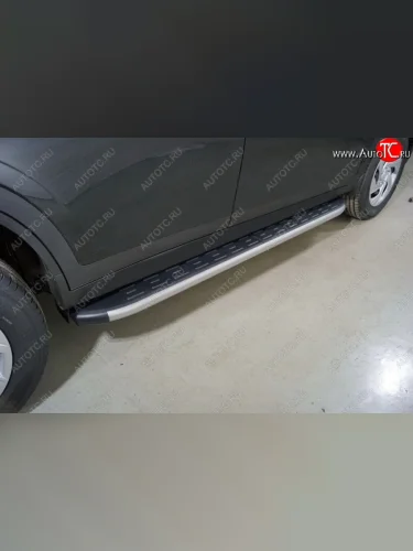 Пороги алюминиевые с пластиковой накладкой, ТСС Тюнинг ( карбон серебро) Haval Dargo (2022-2025)