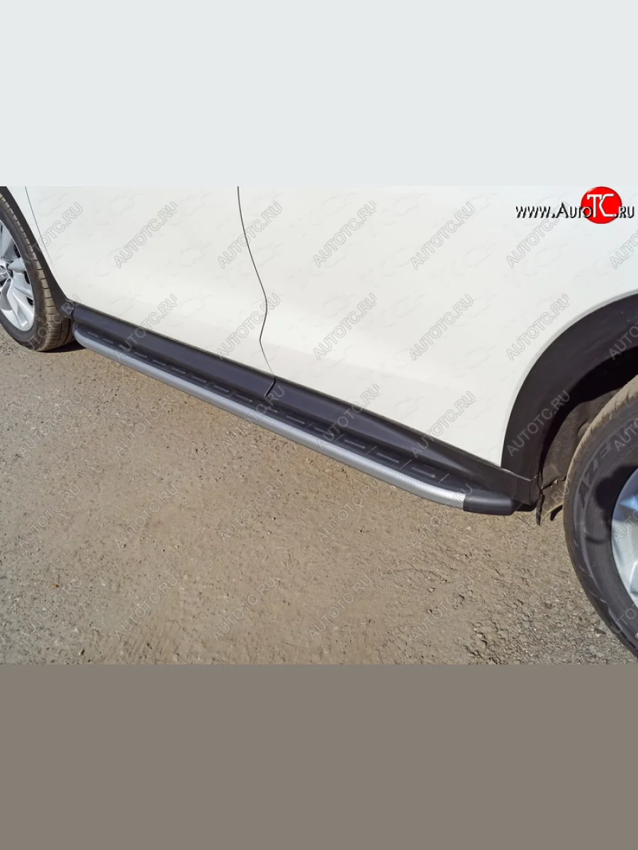 Пороги алюминиевые с пластиковой накладкой, ТСС Тюнинг INFINITI Qx50 J55 (2017-2022) (карбон серебро)  в Керчи Республика Крым