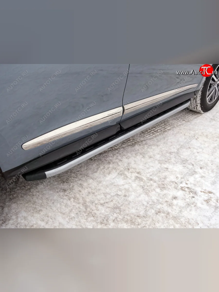Пороги алюминиевые с пластиковой накладкой, ТСС Тюнинг INFINITI QX60 L50 рестайлинг (2016-2021) (карбон серебро)  в Керчи Республика Крым