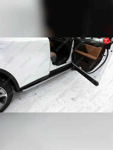 Пороги алюминиевые с пластиковой накладкой кроме F-Sport, ТСС Тюнинг (карбон серебро) Lexus RX 200T AL20 дорестайлинг (2015-2017)