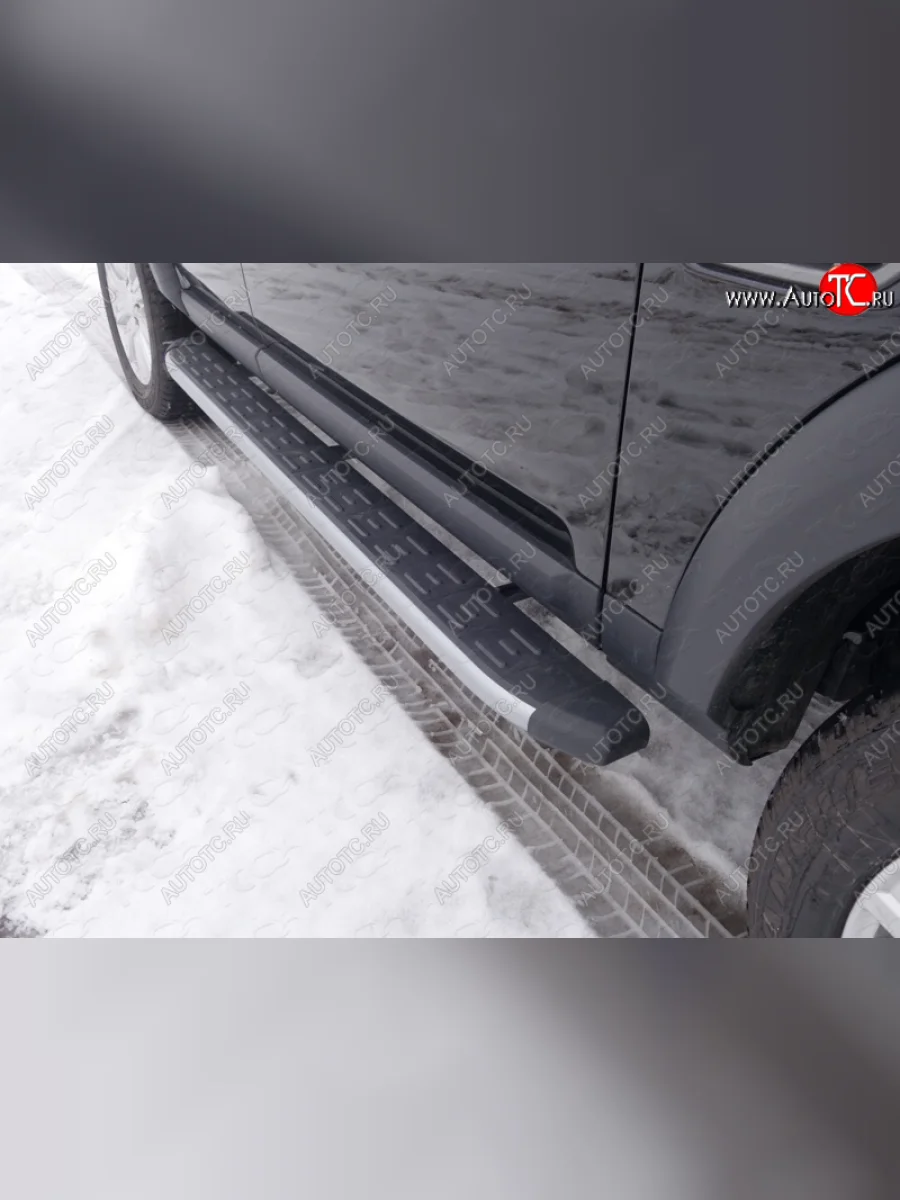 Пороги алюминиевые с пластиковой накладкой, ТСС Тюнинг Land Rover Discovery 4 L319 (2009-2016) (карбон серебро)  в Керчи Республика Крым