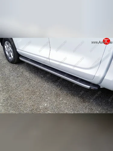 Пороги алюминиевые с пластиковой накладкой, ТСС Тюнинг (карбон серебро) Changan Hunter Plus пикап (2022-2025)