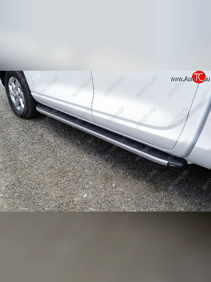 Пороги алюминиевые с пластиковой накладкой, ТСС Тюнинг Changan Hunter Plus пикап (2022-2025) (карбон серебро)  в Перми Пермском крае