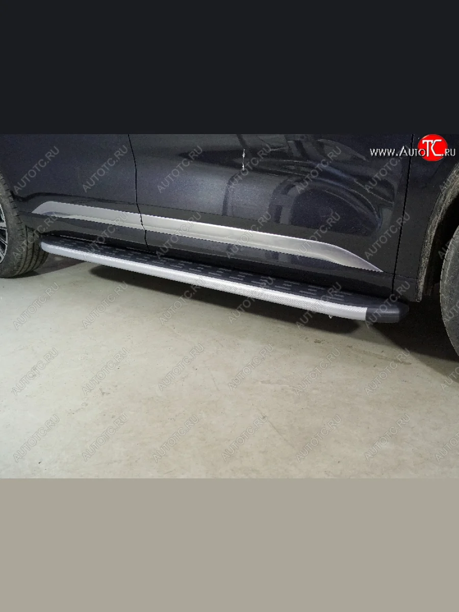 Пороги алюминиевые с пластиковой накладкой, ТСС Тюнинг EXEED VX дорестайлинг (2020-2023) (карбон серебро)  в Перми Пермском крае